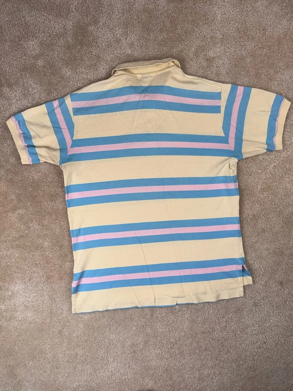 Polo Ralph Lauren Polo Shirt Mens L Yellow Blue Stripe Pink Casual